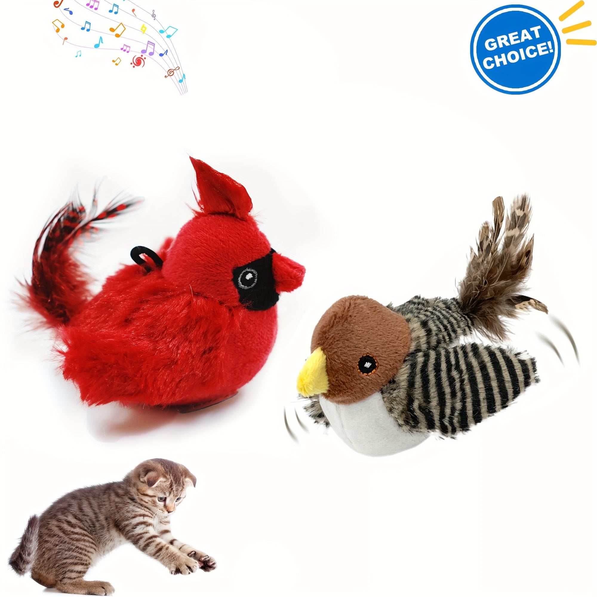 1pc Sparrow Bird Design Pet Plush Toy Chew Durable Cat Squeaky Toy For Cat And Dog Interactive Supply