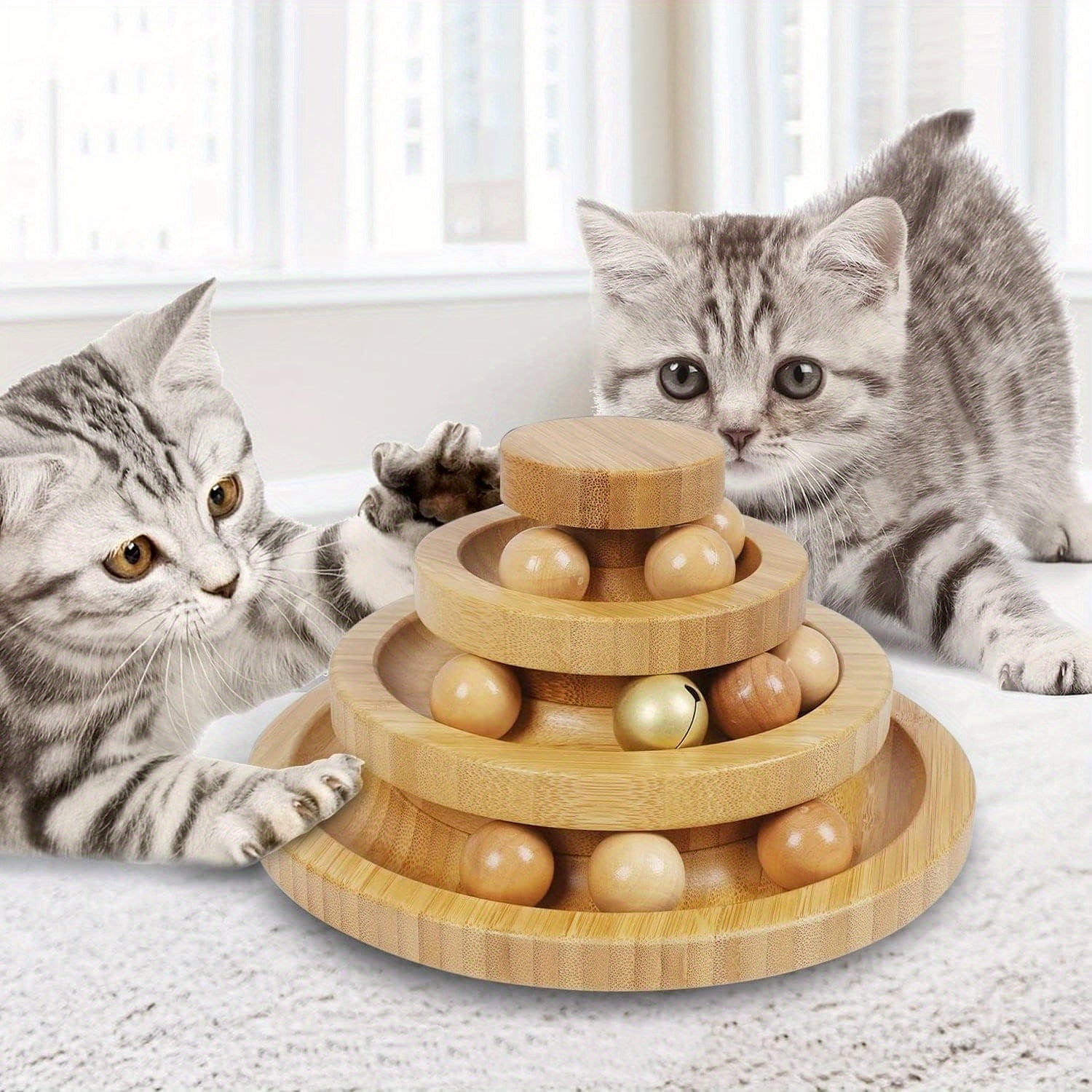 Cat Ball Track, Cat Ball Toy, Kitty Toys Roller - 3-Level Cat Ball Tower With 9 Removable Balls, Interactive Cat Toy, Circle Track DIY Fun Toy For Kitten Mental Physical Exercise - For Cats - For Indoor Play - Perfect Gift fo