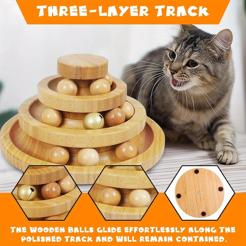 Cat Ball Track, Cat Ball Toy, Kitty Toys Roller - 3-Level Cat Ball Tower With 9 Removable Balls, Interactive Cat Toy, Circle Track DIY Fun Toy For Kitten Mental Physical Exercise - For Cats - For Indoor Play - Perfect Gift fo