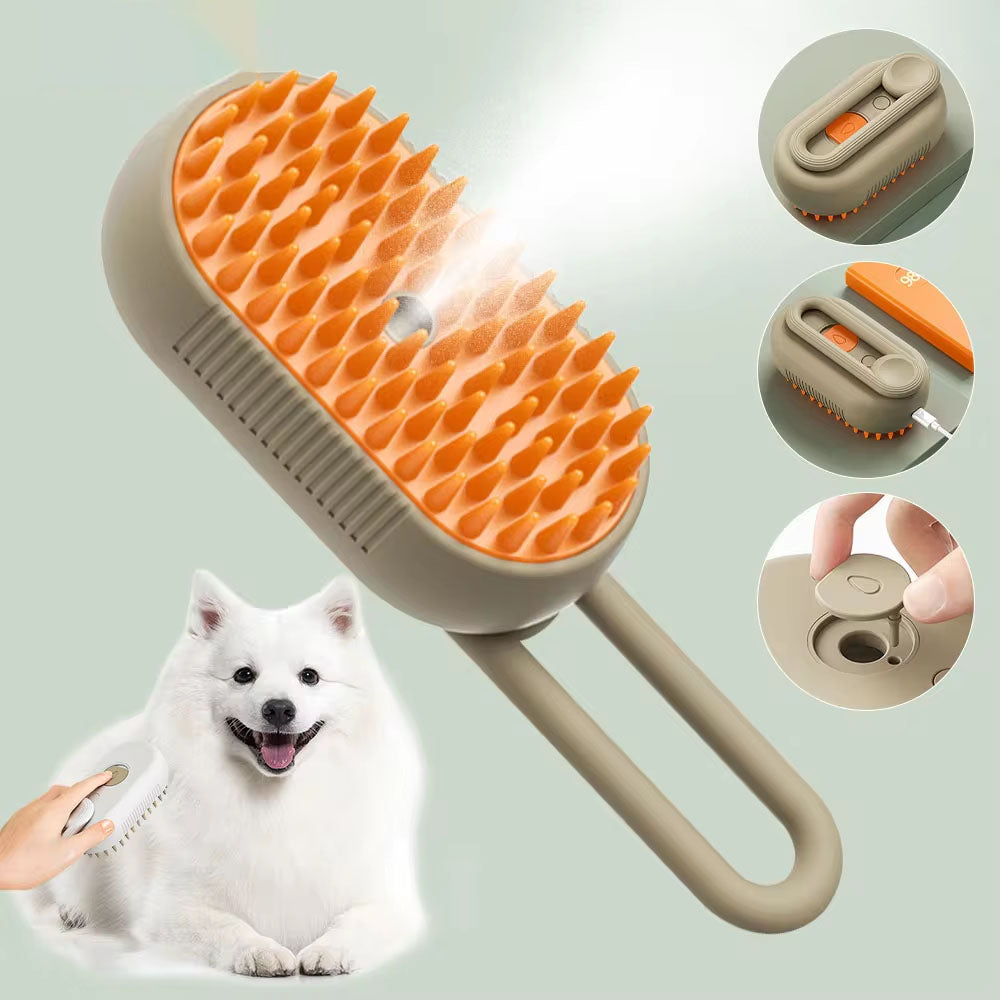 3 in 1 New Pet Spray Hair Comb for Cats and Dogs, Pet Steamy Brush. Spray Anti-Flying Massage Brush, Clean Massage. Hair Removal Brush Pet Supplies.