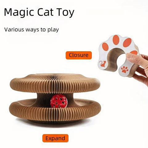 Magical Magnetic Cat Scratching Board – Interactive Cat Toy with Shape-Shifting Design, Rolling Ball, Durable Sisal Surface, and Flexible Magnetic Connection for Endless Fun