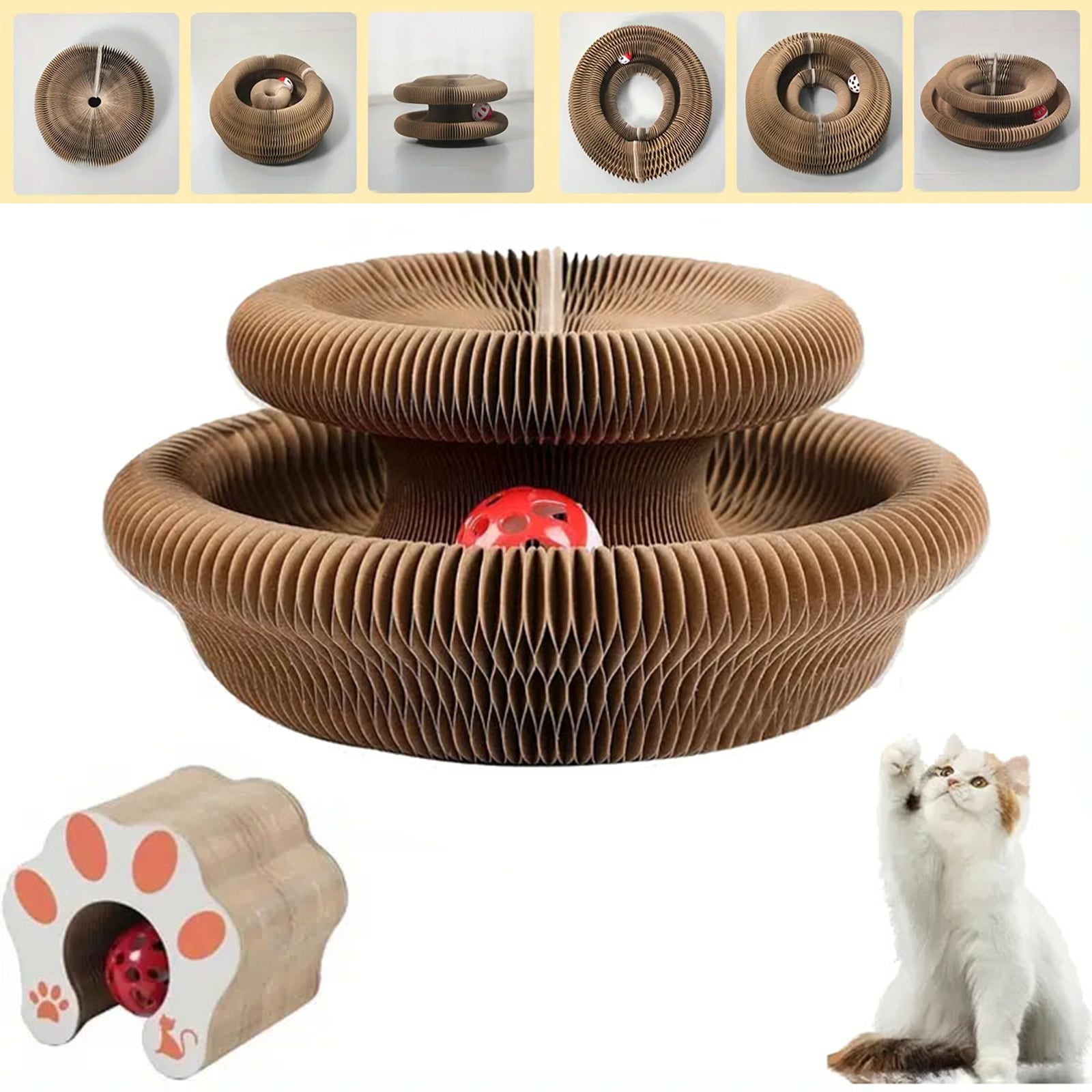 Magical Magnetic Cat Scratching Board – Interactive Cat Toy with Shape-Shifting Design, Rolling Ball, Durable Sisal Surface, and Flexible Magnetic Connection for Endless Fun