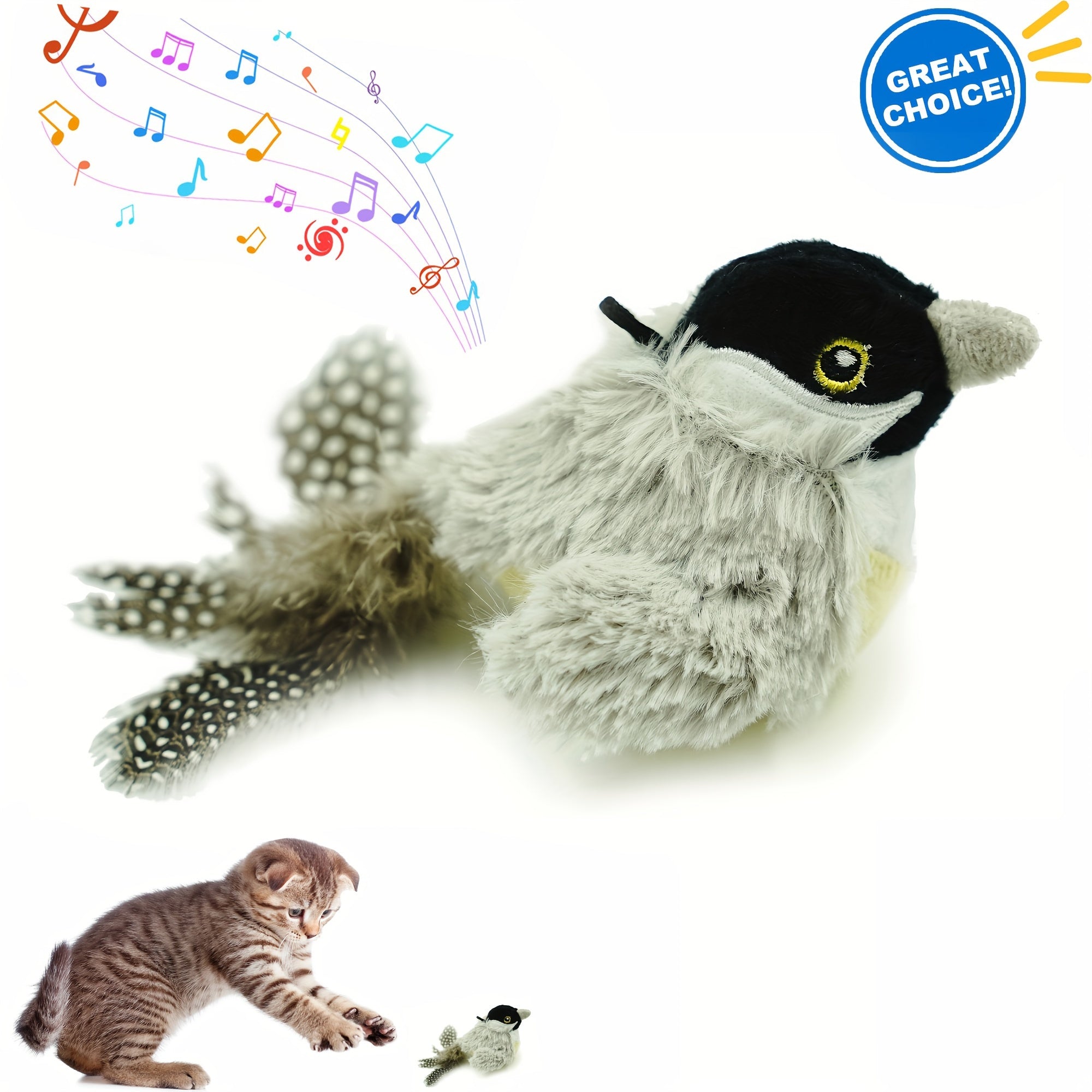 1pc Sparrow Bird Design Pet Plush Toy Chew Durable Cat Squeaky Toy For Cat And Dog Interactive Supply