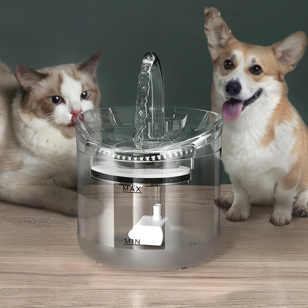 1.8L Smart Pet Water Fountain with Motion Sensor - USB Powered, Ultra-Quiet Automatic Cat & Dog Hydration Station, Transparent Design for Indoor Pets