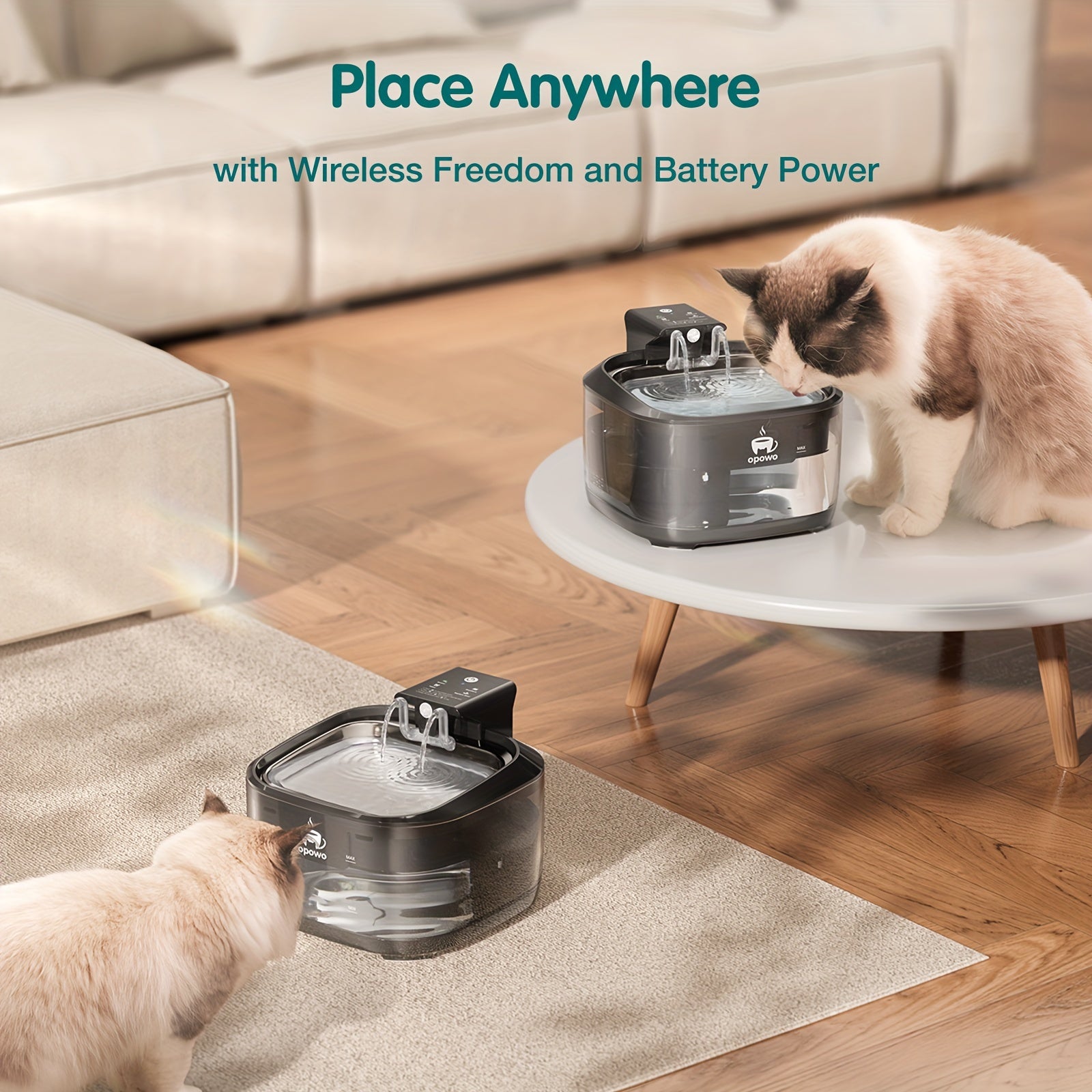 Wireless Cat Water Fountain Stainless Steel, 108oz/3.2L Cat Water Fountain Battery Operated With 3 Modes, 5000mAh Battery, Ultra Quiet Motion Sensor Pet Water Fountain For Cats With 3 Filters