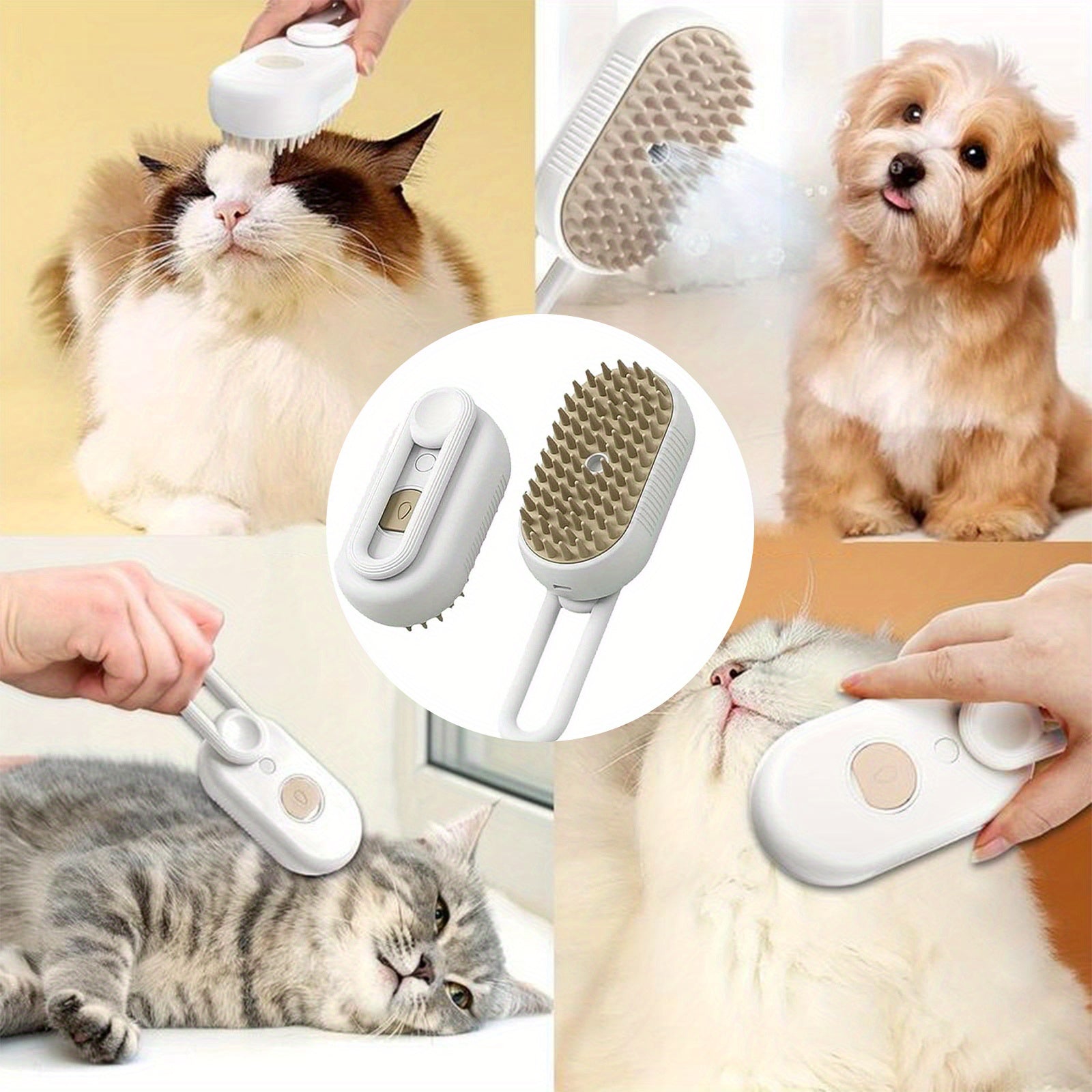 3 in 1 New Pet Spray Hair Comb for Cats and Dogs, Pet Steamy Brush. Spray Anti-Flying Massage Brush, Clean Massage. Hair Removal Brush Pet Supplies.