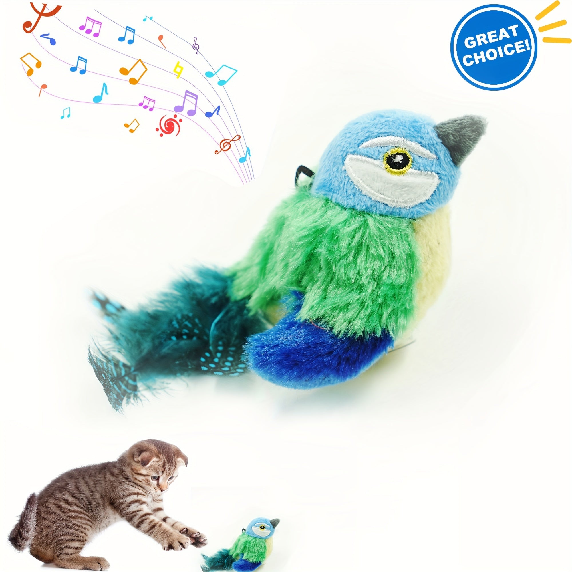 1pc Sparrow Bird Design Pet Plush Toy Chew Durable Cat Squeaky Toy For Cat And Dog Interactive Supply