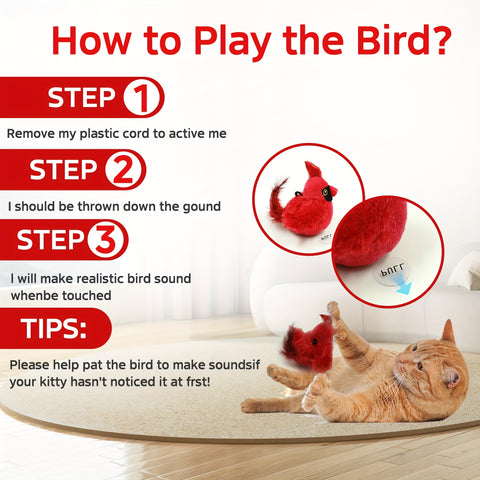 1pc Sparrow Bird Design Pet Plush Toy Chew Durable Cat Squeaky Toy For Cat And Dog Interactive Supply