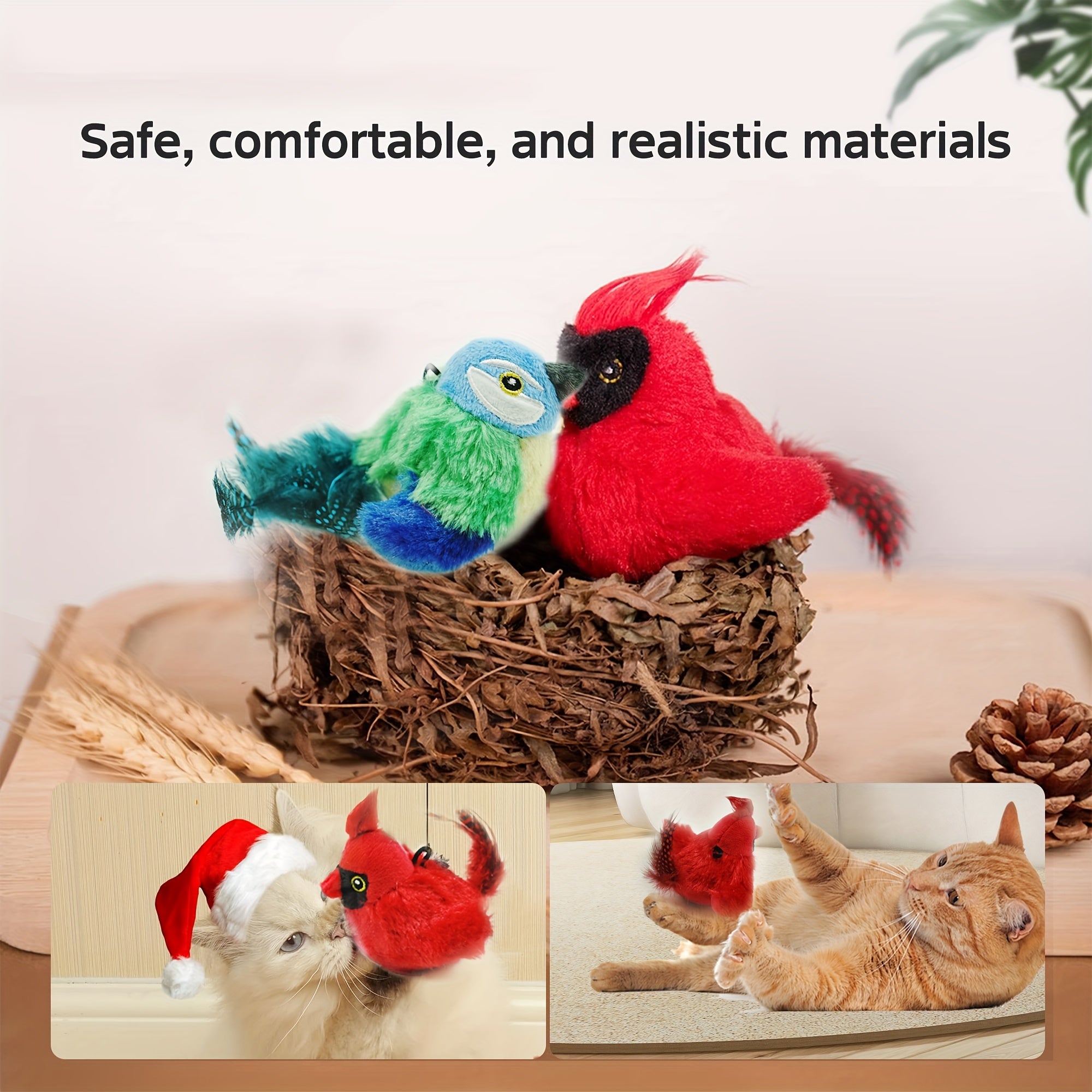 1pc Sparrow Bird Design Pet Plush Toy Chew Durable Cat Squeaky Toy For Cat And Dog Interactive Supply