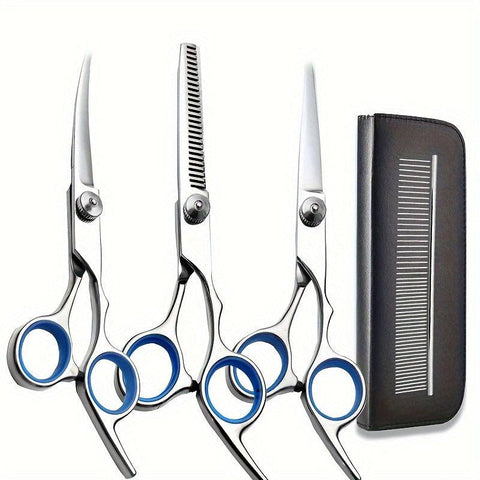 【HOT SALE】Pet Grooming Scissors Kit Professional Pet Cleaning And Grooming Tool Set- Safety Round Tip Stainless Steel Shears For Dogs & Cats Set - Quirkelec