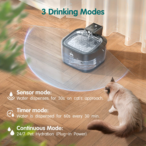 Wireless Cat Water Fountain Stainless Steel, 108oz/3.2L Cat Water Fountain Battery Operated With 3 Modes, 5000mAh Battery, Ultra Quiet Motion Sensor Pet Water Fountain For Cats With 3 Filters