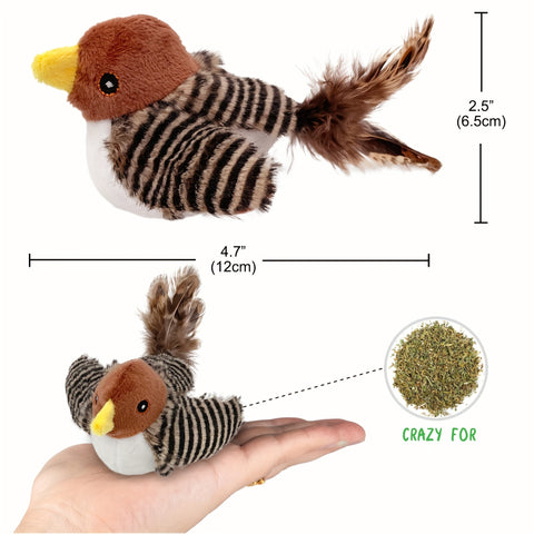 1pc Sparrow Bird Design Pet Plush Toy Chew Durable Cat Squeaky Toy For Cat And Dog Interactive Supply