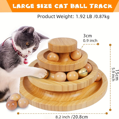 Cat Ball Track, Cat Ball Toy, Kitty Toys Roller - 3-Level Cat Ball Tower With 9 Removable Balls, Interactive Cat Toy, Circle Track DIY Fun Toy For Kitten Mental Physical Exercise - For Cats - For Indoor Play - Perfect Gift fo